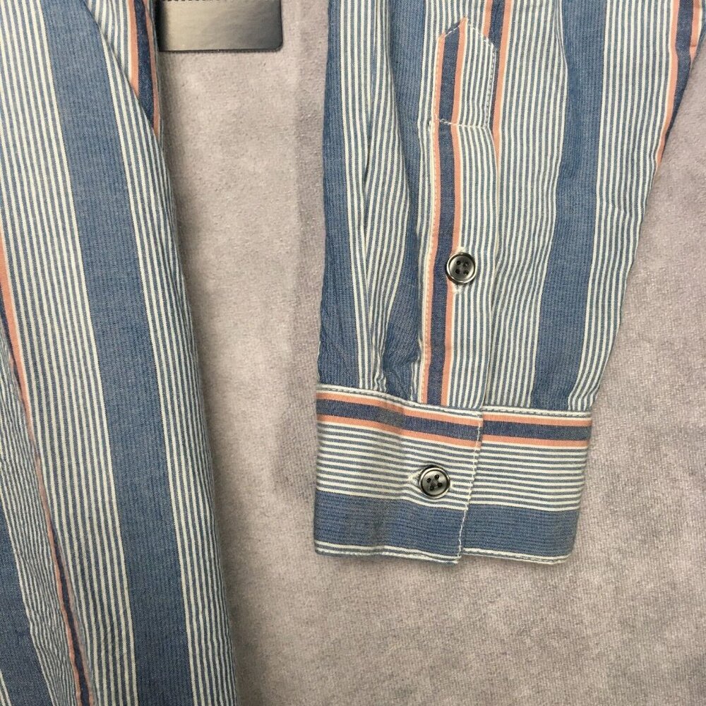 Lucky Brand Womens Button Up Long Sleeve Shirt size Large New w Tags Blue Stripe - Picture 11 of 16